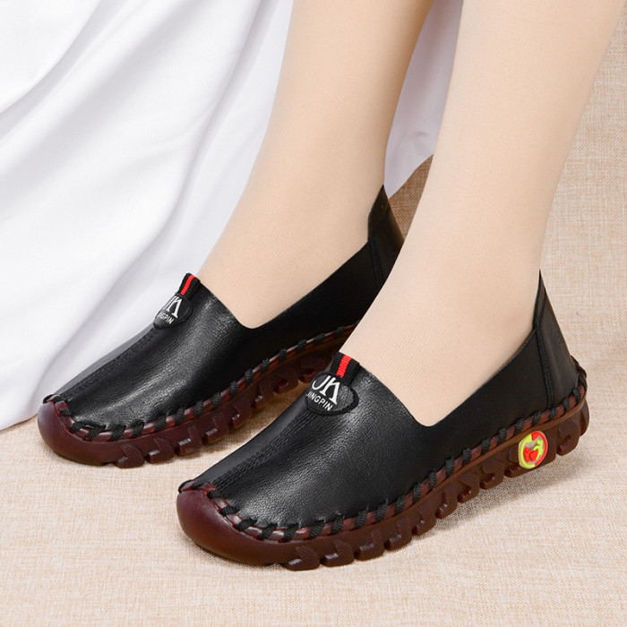 Spring and Autumn Soft Leather Versatile Non-slip Comfortable Breathable Flats & Loafers