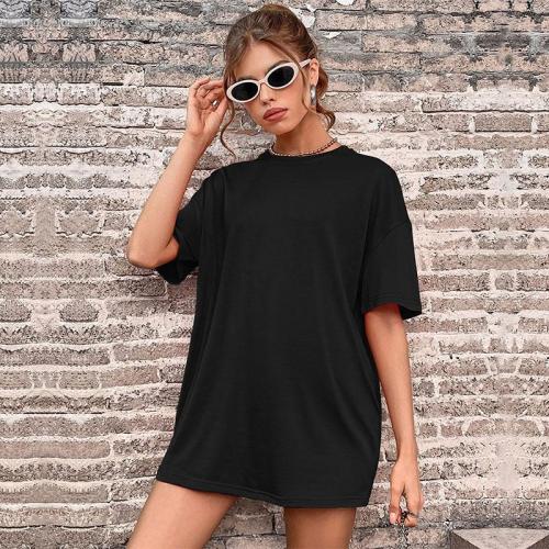 Casual Solid Color Top Round Neck White Short Sleeve T-Shirts