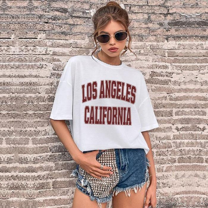 Fashion Casual Top Letter Print Short Sleeve Long T-Shirts