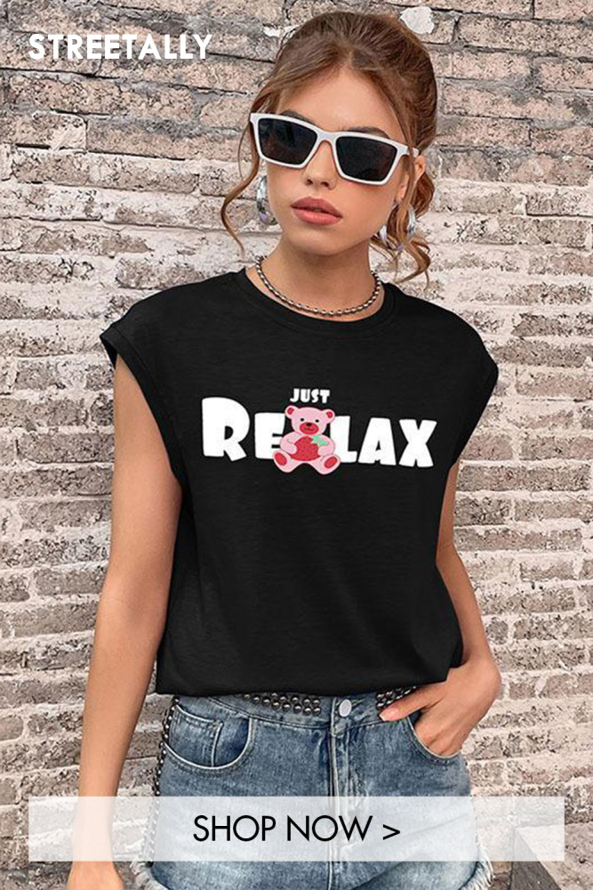 Fashion Casual Top Black Print Short Sleeve Women T-Shirts