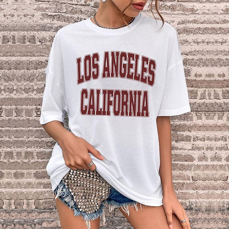Fashion Casual Top Letter Print Short Sleeve Long T-Shirts