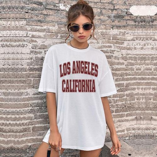 Fashion Casual Top Letter Print Short Sleeve Long T-Shirts