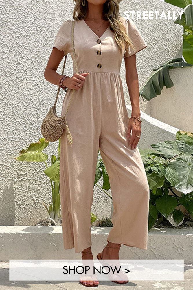 One Piece Sleeveless Nine Points Solid Color Straight Jumpsuits