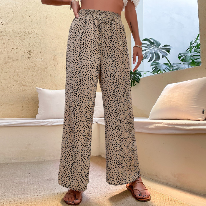 Fashion Women's Holiday Style Floral Wide-leg Cropped Pants
