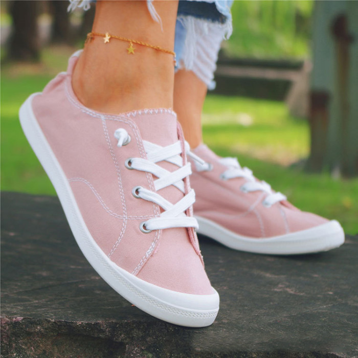 Low Top Solid Color Slip-On Casual Flat Canvas Shoes