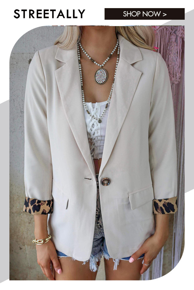 Fashion Leopard Print Long Sleeve Cardigan Casual Blazer