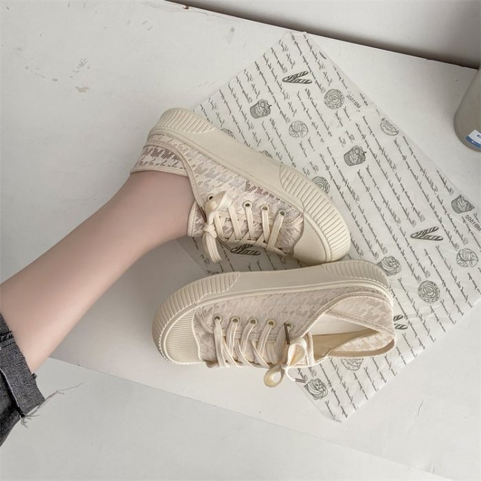 Lace Mesh Casual Platform Double Wear Canvas Shoes