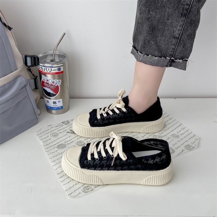 Lace Mesh Casual Platform Double Wear Canvas Shoes