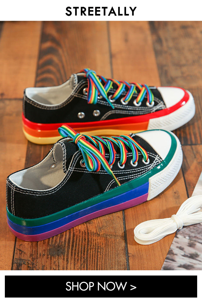 Rainbow Casual Versatile Preppy Canvas Shoes
