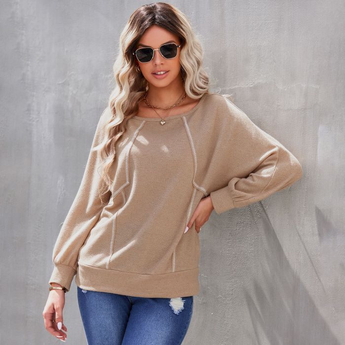 Casual Crew Neck Loose Long Sleeve Pullover Hoodies & Sweatshirts