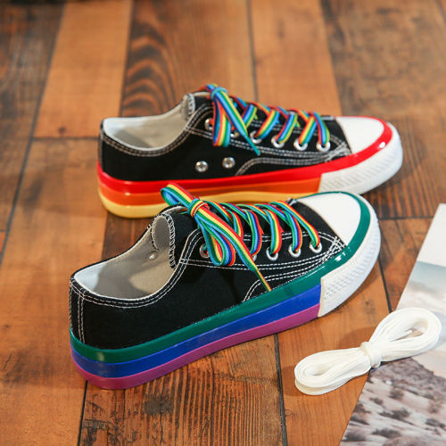 Rainbow Casual Versatile Preppy Canvas Shoes