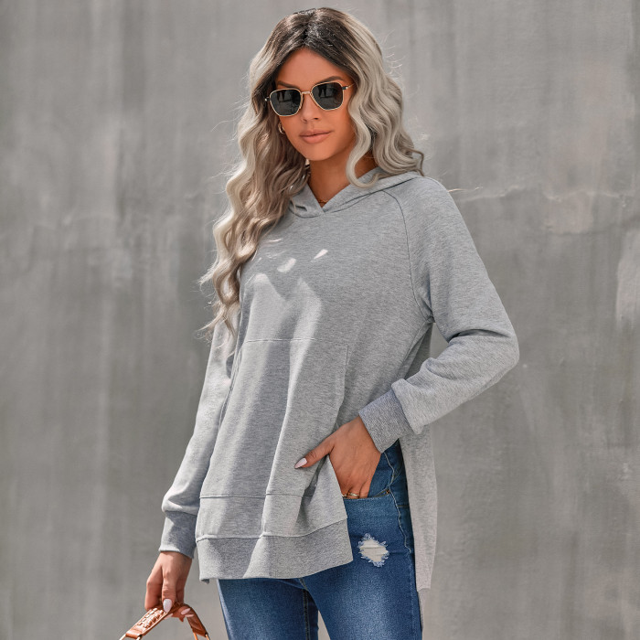 Fashion Hooded Pullover Solid Color Casual Hoodies & Sweatshirts