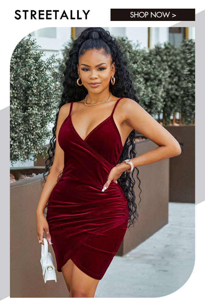Suspender Solid Color Backless Sexy Velvet Bodycon Dresses