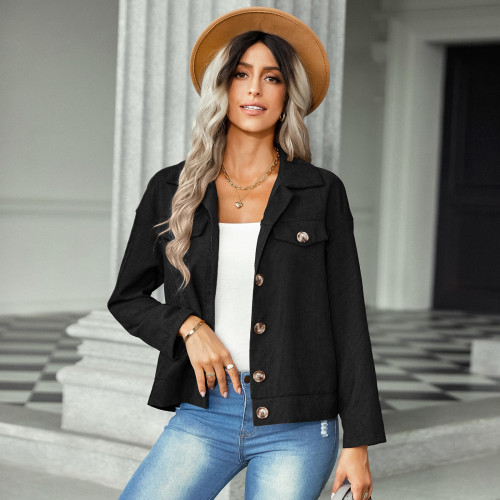Corduroy Loose Fashion Lapel Versatile Single Breasted Jackets