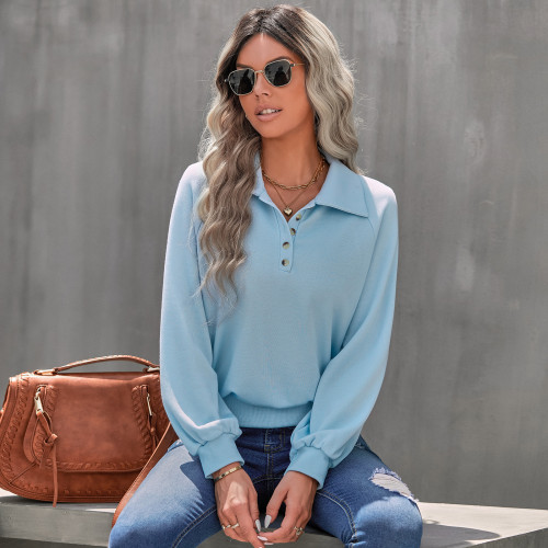Lapel Solid Color Fashion Loose Casual Zip Hoodies & Sweatshirts