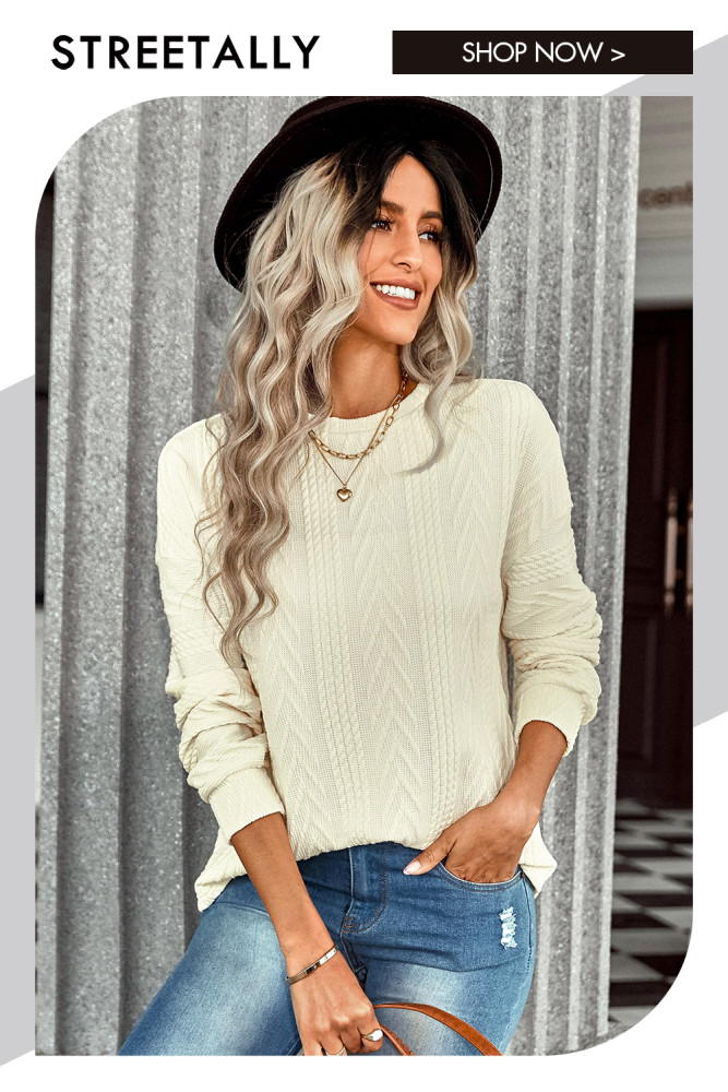 Fashion Loose Solid Color Crew Neck Loose Sweaters & Cardigans