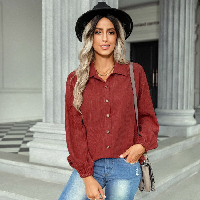 Fashion Thin Lapel Loose Solid Color Casual Blouses & Shirts