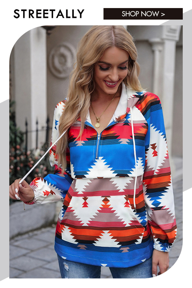 Casual Fashion Print Loose Long Sleeves Hoodies & Sweatshirts