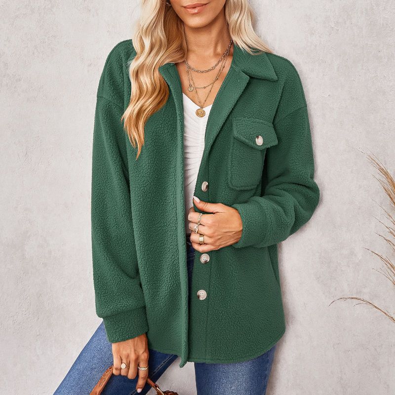 Solid Color Fashion Lapel Plush Loose Single Breasted Jackets