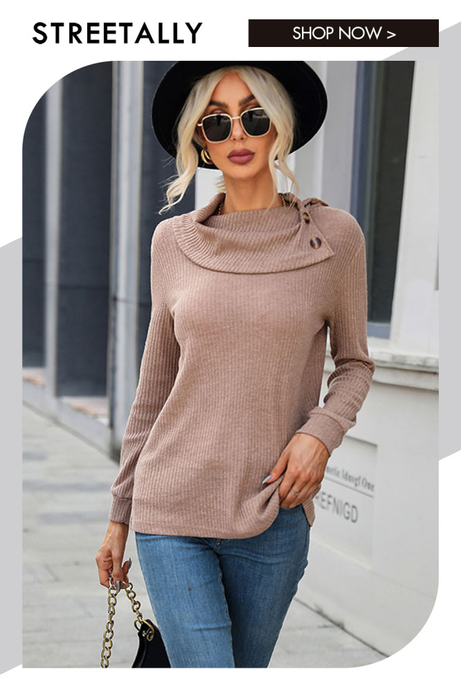 Fashion Loose Solid Color Long Sleeve Loose Pile Collar Sweaters