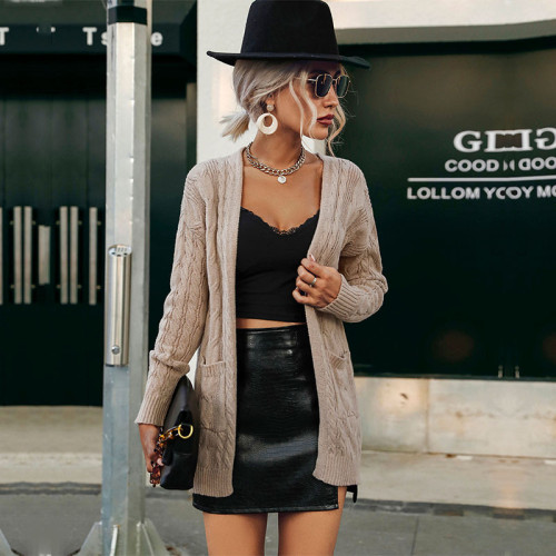 Linen Long Sleeve Solid Color Fashion Sweater Cardigans