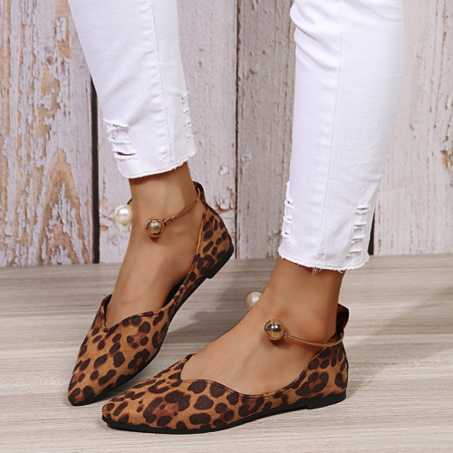 Light Suede Flat Leopard Pearl Large Flat & Loafers