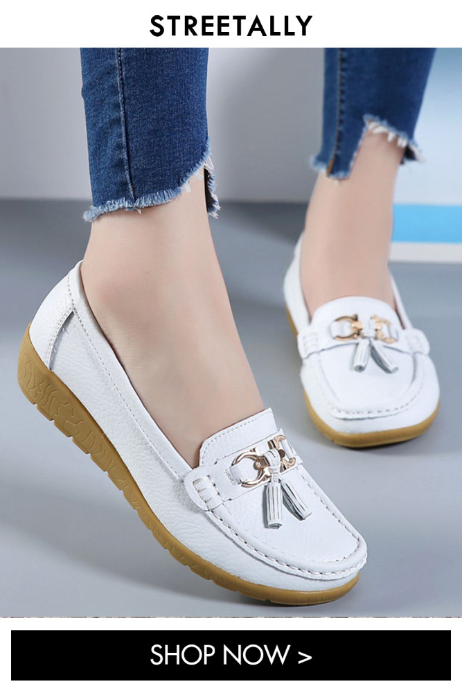 Flat Leather Soft Bottom Large Solid Color Flat & Loafers