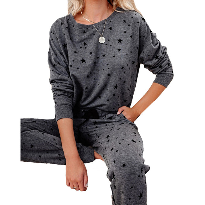 Long Sleeve Crewneck Casual Loose Sweatshirt Two-piece Outfits