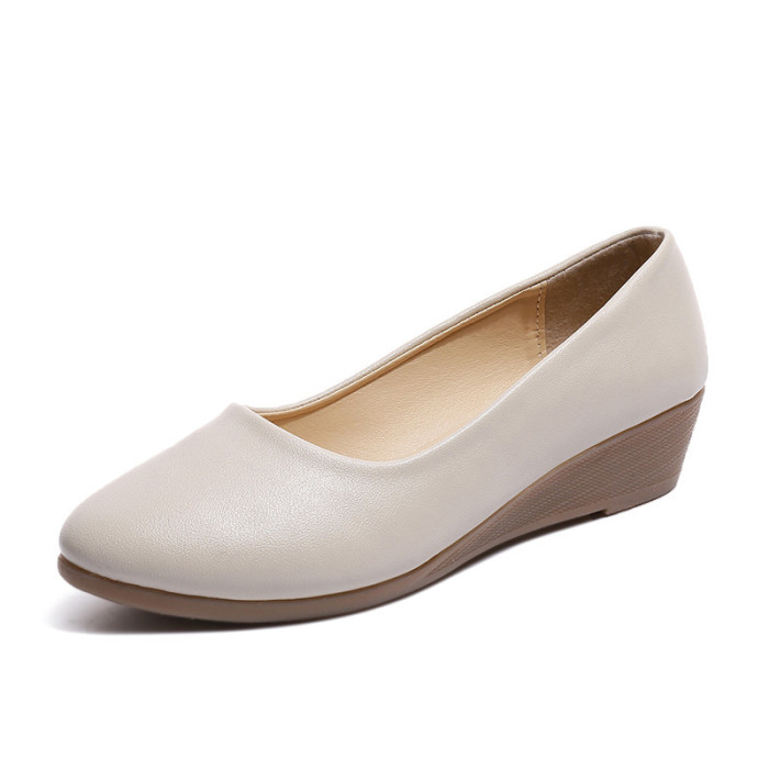 Shallow Wedge Heel Large Size Round Toe Flat & Loafers