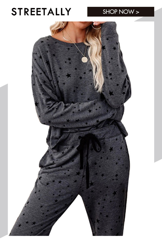 Long Sleeve Crewneck Casual Loose Sweatshirt Two-piece Outfits