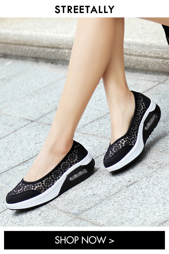 Shallow Lace Hollow Mesh Air Cushion Heightening Thick Bottom Sneakers