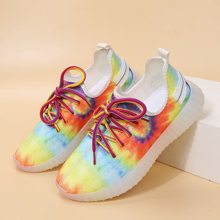 Plus Size Mesh Colorful Tie Dye Fashion Running Sneakers