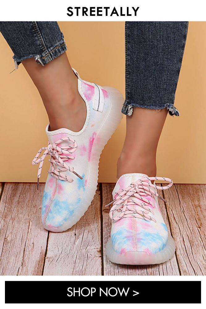Plus Size Mesh Colorful Tie Dye Fashion Running Sneakers