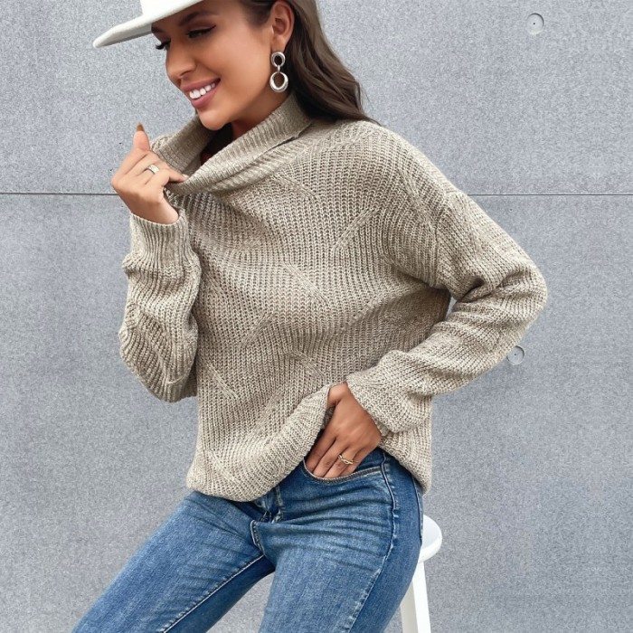 Loose Solid Color Long Sleeve Turtleneck Bottom Casual Sweaters