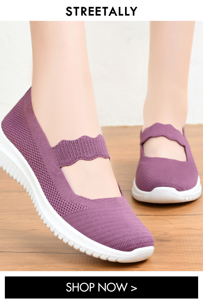 Breathable Mesh Casual Soft Bottom Solid Color Sneakers