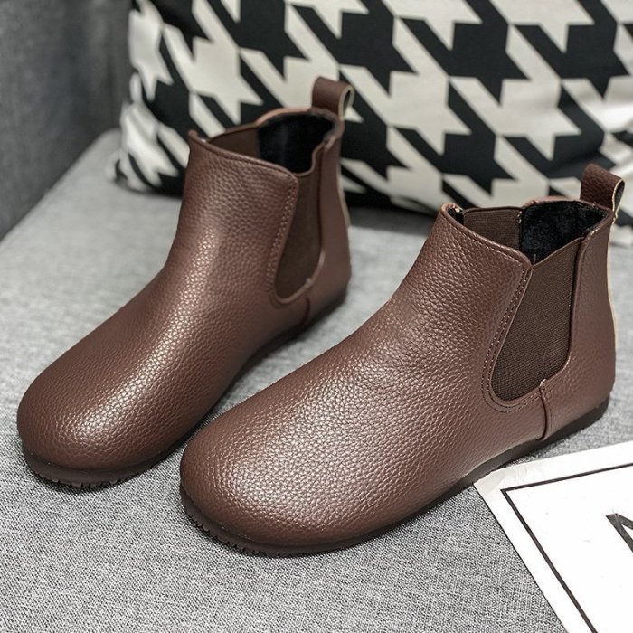 Handmade Flat Casual Vintage Fleece Soft Sole Ankle Boots