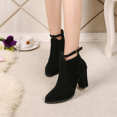 Thick Heel Plus Size Solid Color Medium Heel Plus Size Ankle Boots