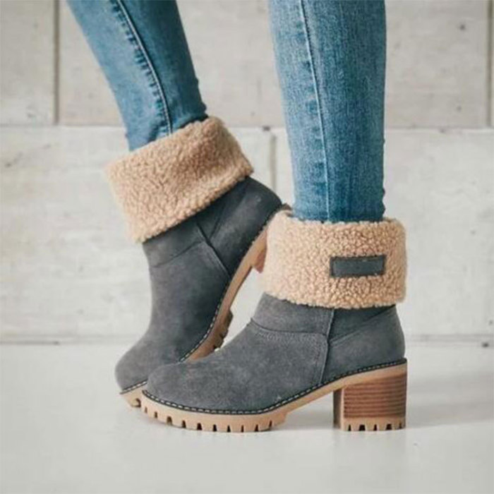 Large Size Lamb Wool Warm And Versatile Ankle Boots