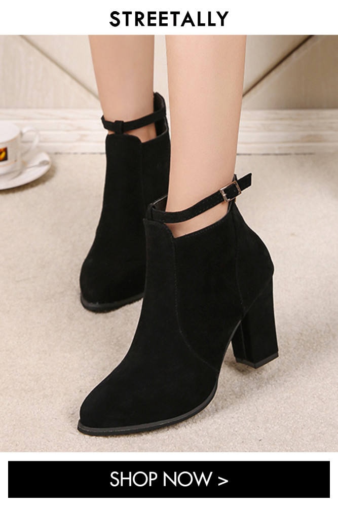 Thick Heel Plus Size Solid Color Medium Heel Plus Size Ankle Boots