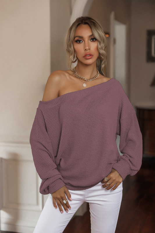Casual One-shoulder Solid Color Loose Sweaters & Cardigans