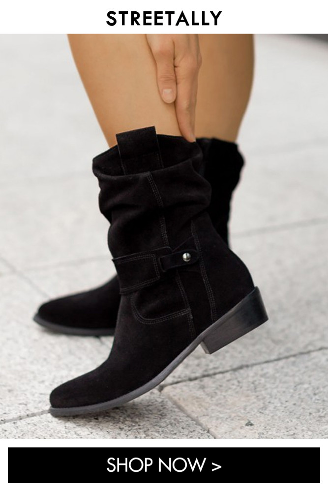 Low Heel Suede Sleek Round Toe Side Zip Ankle Boots