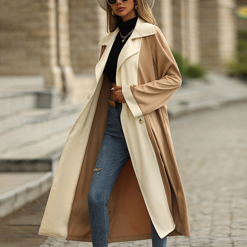 Casual Panel Double Breasted Lapel Trench Coats