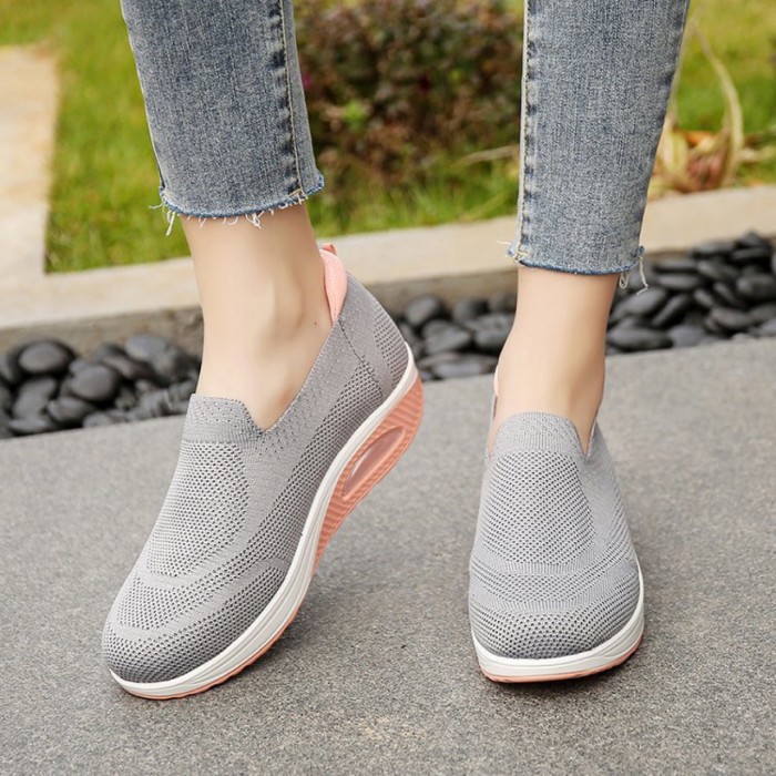 Viscose Solid Color Round Toe Casual Mesh Sneakers