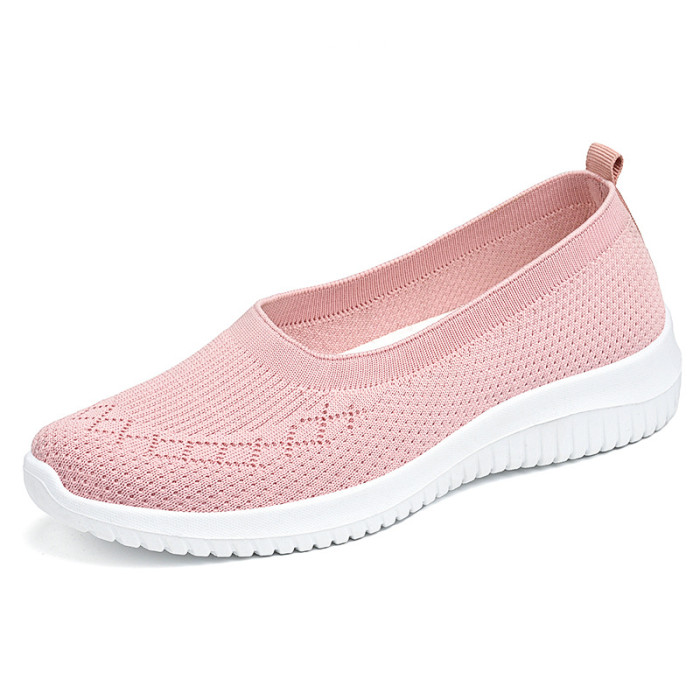 Casual Breathable Flyknit Soft Sole Plus Size Sneakers