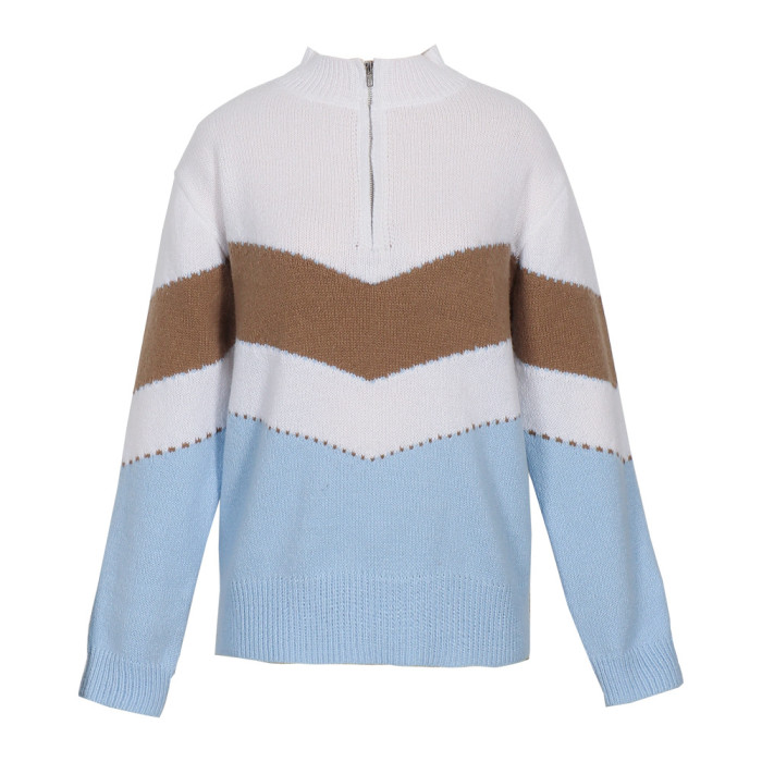 Colorblock V-Neck Pullover Striped Zip Sweaters & Cardigans