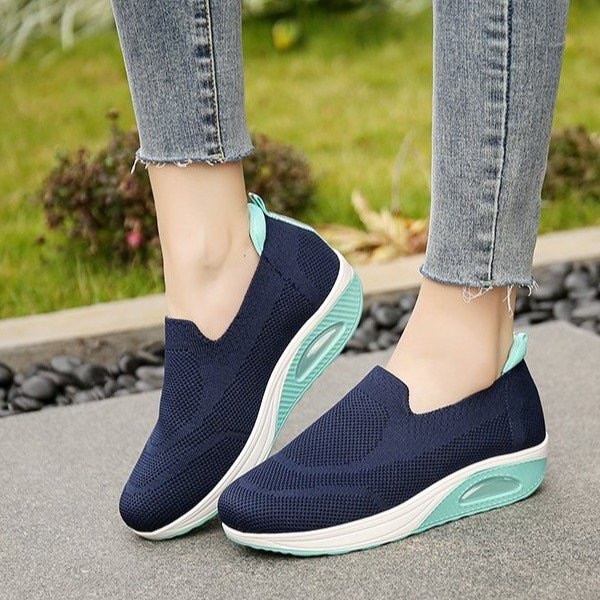 Viscose Solid Color Round Toe Casual Mesh Sneakers