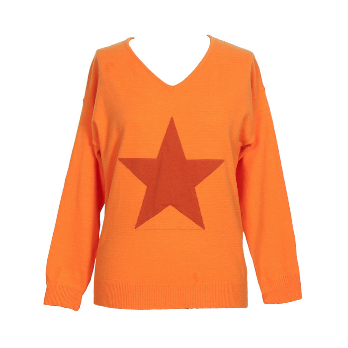 Round Neck Bottoming Long Sleeve Pullover Pentagram Knit Sweaters & Cardigans