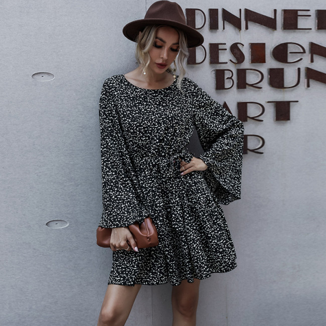 Long Sleeve Elegant Casual Crew Neck Strap Casual Dresses