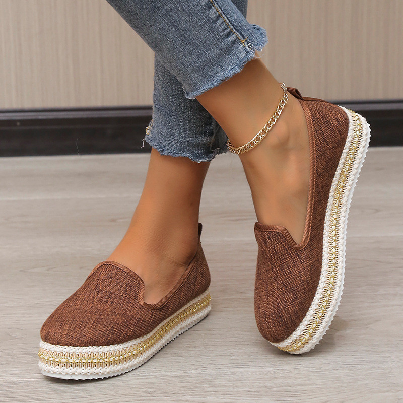 Vintage Hemp Rope Platform Casual Solid Flat & Loafers