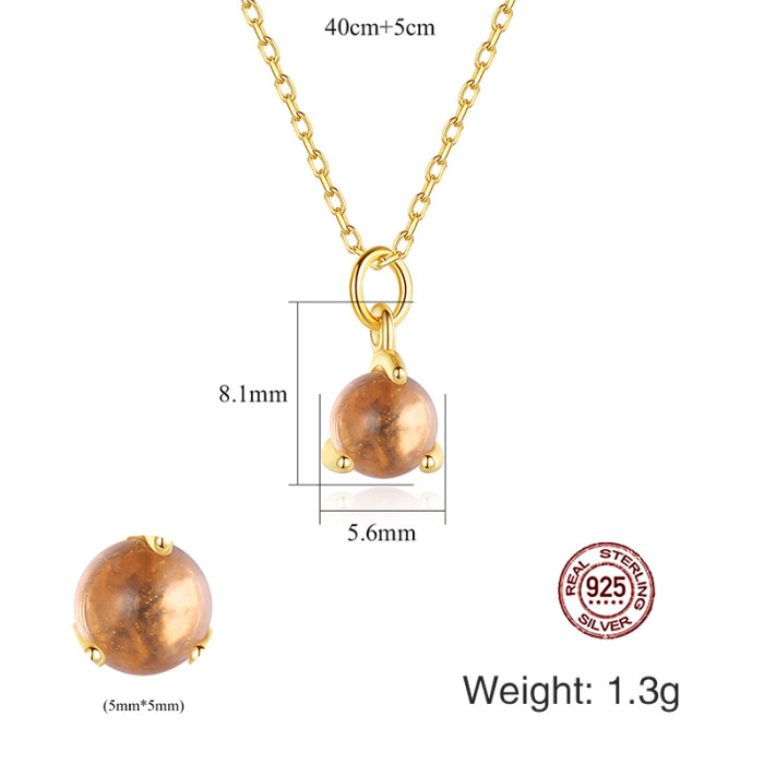 Ball Pendant s925 Silver Crystal Clavicle Fashion Simple Necklace